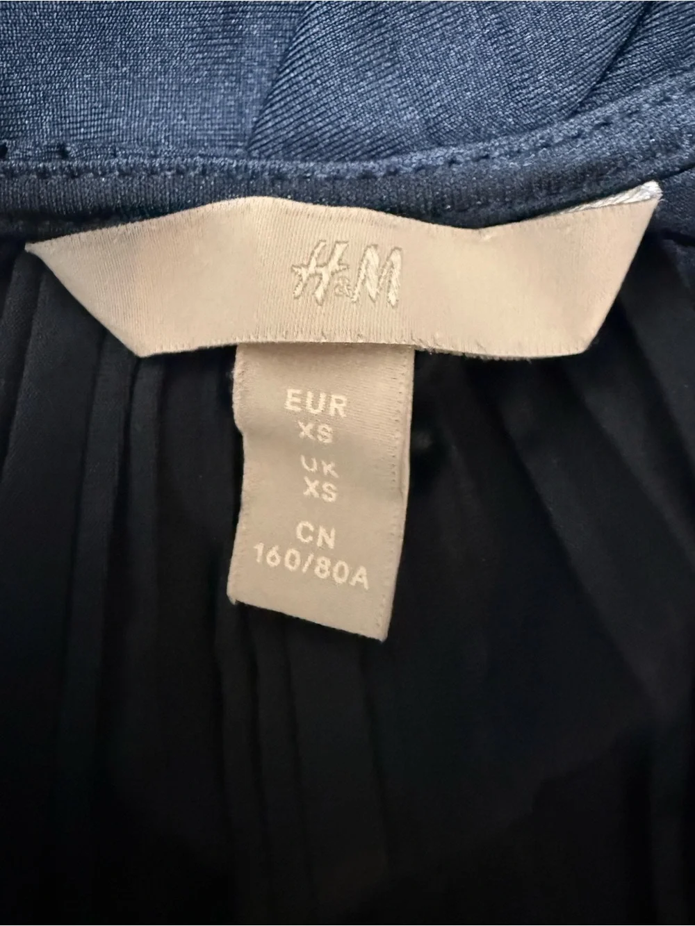H&M navy Blue Sunday pleated  sleeveless V-Neck dress